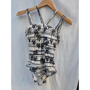 Anthropologie Mermaid Women's Tropical Palm Tree One Piece Swimsuit S/P Coastal